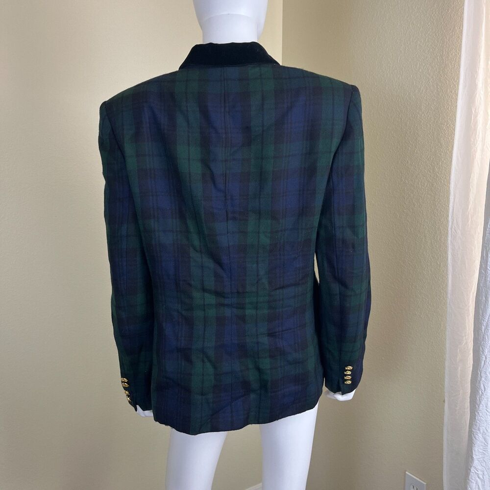 Vintage Lauren Ralph Lauren Women Size 14 Tartan Plaid Wool Blazer Jacket USA - Picture 5 of 15